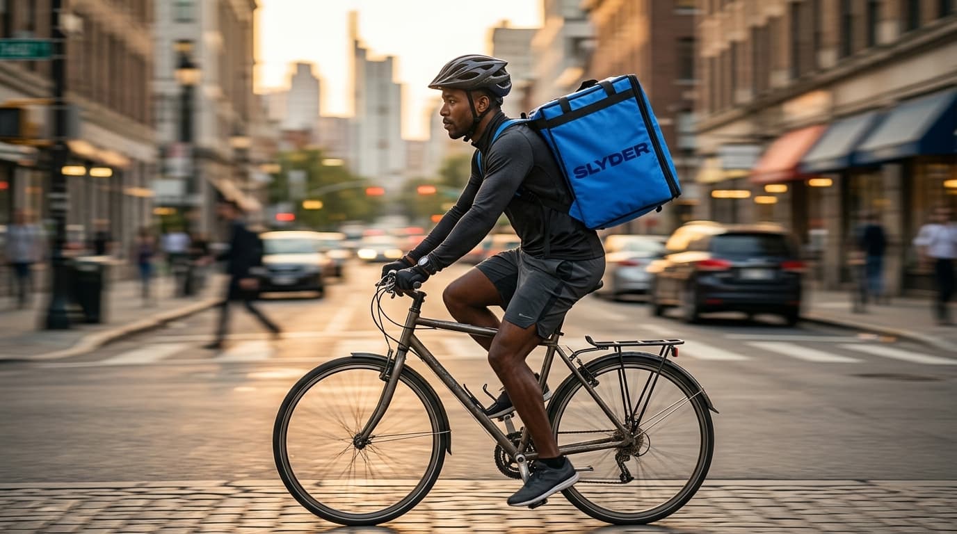 Delivery driver on bike
